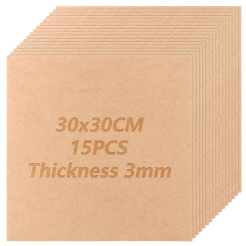 JMIATRY 15 Stück A4 Mdf Platten 300 x 300 x3 mm, Holzplatten zum Basteln, Holzplatte für Laser, CNC Router, Modellierung, Durchbrochenes