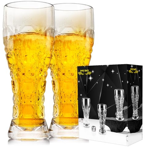 Paysky Pilsner Lot de 2 verres à bière de 500 ml, verres à bière Pilsner, verres à bière de blé - Cadeau pour homme