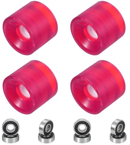 PATIKIL 61 mm skateboardhjul 1 set 86 A hårdhet gatuhjul PU cruiser-hjul med 608RS lager för skateboards utbyte, transparent rosenröd