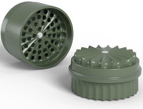 Macinino per erbe senza denti, Ø 63 mm, rivestito in nano-ceramica per macinare senza aderenza, 5 pezzi con contenitore integrato nel coperchio (verde)
