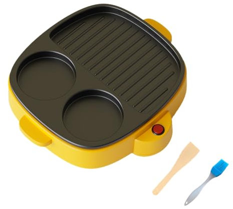 Pyugxab Padella Elettrica 3 in 1 per Frittate, Grigliate e Pentola Elettrica Multifunzione Antiaderente per Hot Pot, Cibi A, Frittura di Bistecche. Spina EU C