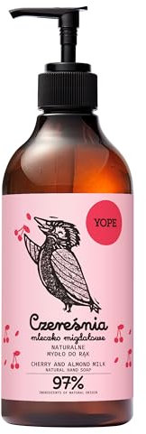 YOPE Sapone Naturale per le Mani | Ciliegia e Latte di Mandorla | Idratante e Delicato | Ingredienti Vegetali | Formula Vegana | pH Neutro | 98% Ingredienti Naturali | 500 ml