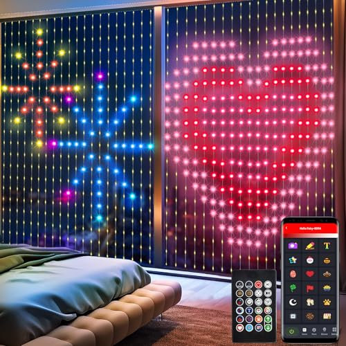 DBFAIRY Smart Lichtervorhang, 400 LED Vorhanglichter RGB mit Chip 2M x 2M Vorhang Lichterkette mit APP Musik Synchronisation Dynamisch DIY für Innen Schlafzimmer Schlafzimmer Hintergrund Deko