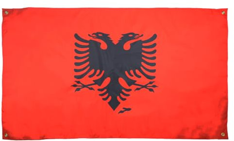 AZ FLAG Drapeau Albanie 150x90 cm avec 4 oeillets, Pavillon Albanais pour balcon ou mur