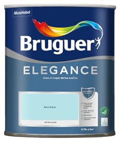 Bruguer ELEGANCE Pintura Monocapa ExtraMate, Paredes y Techos, Interior, Exterior protegido, Alta Durabilidad, UltraLavable, Resistente al Desgaste y Manchas Azul Aqua 750 ml