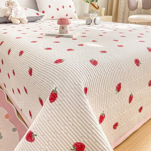 Highdi Colcha Acolchada, Colcha Cama Multiusos Leicht Patchwork, Manta Sofa Suave con Diseño de 3D, Manta Cama Reversible (Fresas,230x250cm)