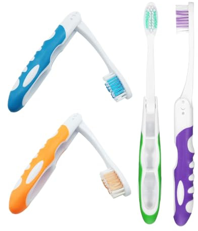 JUKOTA 4 PCS Spazzolini da Viaggio Pieghevoli,Spazzolino da Denti Morbido Pieghevole,Spazzolini Manuali Portatili da Viaggio per Adulti,per Viaggi Campeggio Escursionismo