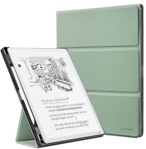 CoBak Case for 11 Kindle Scribe 3rd Generation 2025, Kindle Scribe Colorsoft with Two Viewing Angles - All New PU Leather Cover with Auto Sleep Wake, Pen Holder. Sage Green