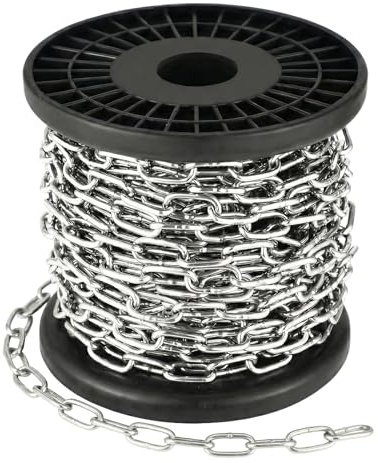 50ft Galvanized Metal Chains, 1.5mm Hanging Chain - Jack Chain Roll for Light Chains Needs for Bird Feeders, Lights, Flowerpots Outdoor Projects, Jewelry Making & DIY Home