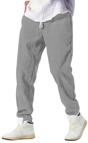 Pantalon Japonais Homme - Pantalon Kirakuco pour Homme Velours Cotelé Sweatpants avec Poche et Cordon Élastique Taille Baggy Pantalons de Serrage Bodybuilding Sport Streetwear