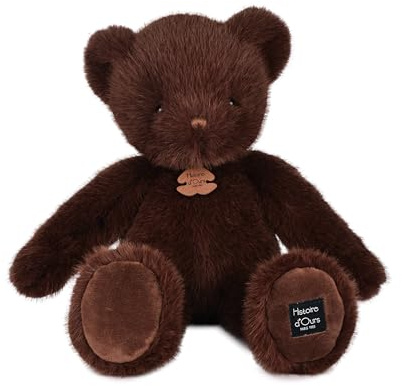 Histoire d'ours - Ours Clémentin Choco Cranberries - 38 cm - Peluche Ours Traditionnelle Ultra Douce - Idée Cadeau Naissance Bébé Mixte - Lavable en Machine 30° - Doudou Marron Foncé - HO3387