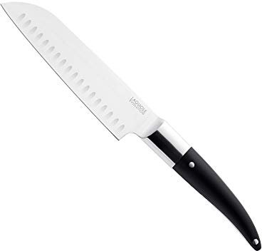 Laguiole Expression- Couteau Santoku - Couteau de cuisine lame en acier inox haute qualité 18 cm - Manche ergonomique POM noir - Compatible Lave Vaisselle