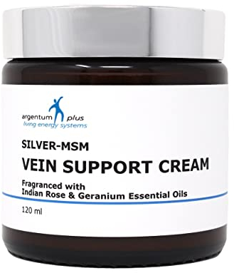 Crème de Soin pour les Veines Argent-MSM - parfumée avec les huiles essentielles de Palmarosa et de Géranium 120 ml