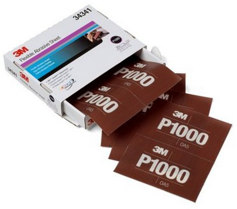 3M Flexible Abrasive Hookit Hand Sheets--P1000--Box of 25 sheets