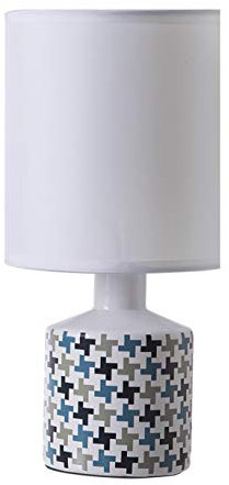 LUSSIOL, Lampe de chevet Gisele Nature Pixel- Lampe moderne en céramique - ø14 x H29 cm - E14 40W Bleu, Beige Petite
