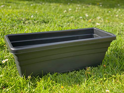 Ward Strata 50cm Planter Trough Black Plastic Ascot Rectangular Plant Tub Pot