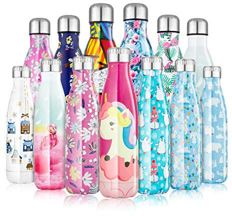 Bottiglia Acqua in Acciaio Inox - 350/500/750ml, Borraccia Termica Isolamento Sottovuoto a Doppia Parete per 24 Ore Freddo & 12 Caldo, Senza BPA, Borracce per Bambin, All'aperto, Palestra, Scuola