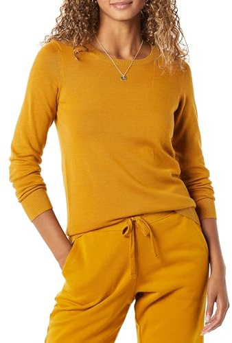 Amazon Essentials Women's Long-Sleeve Lightweight Crewneck Jumper (Available in Plus Size), Tobacco Brown, M