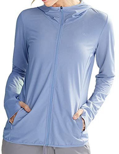 Libin Ropa Protección Solar Sudadera Cremallera Mujer | UPF 50+ Chaqueta Deportiva Mujer UV de Verano Solar Completa Manga Larga Deportiva Surf Al Aire Libre a Pie con Bolsillo