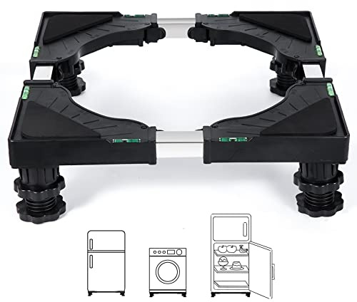 Nefish Mini Fridge Stand Universal Raised Base Adjustable Refrigerator Stands with 4 Strong Feet Washing Machine Pedestal Multi-Functional Bases for Dryer (Black)