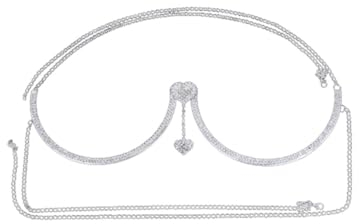 ZarED Sexy Körperkette der Frau, Brustkette Diamanten Strand BH Kette Kristall Bikini Dessous Dekorieren (Silber)