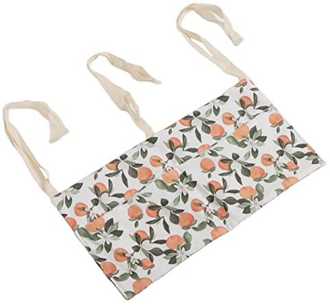 Hilitand Organisateur de Berceau à Suspendre, 2 Poches en Coton imprimé Haute capacité Réglable pour Lit de bébé, Sac à Couches Suspendu (Orange)