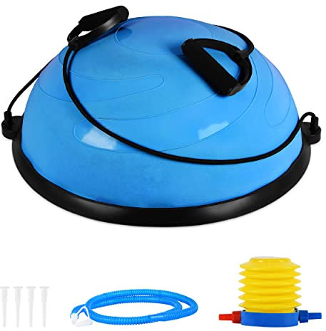 Balance Ball Trainer Premium | Gymnastikball + Expander & Pumpe - beidseitig nutzbar | Balance Trainer/Board für Gleichgewichtsübungen (Navy)