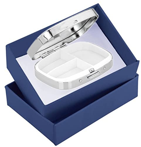 SILBERKANNE Deluxe Pillendose 3 Fächer 6,5 x 5 x 1,5 cm Premium Silber Plated edel versilbert. Pillendöschen, Aufbewahrungsbox, Tablettenbox, Pillenbox