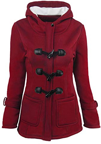 DeaAmyGline Manteau Femme Hiver Couleur Unie Cardigan Boucle De Corne Manteau à Capuche Veste Chaude Jacket Manches Longues Veste d'automne Pull à Capuche Cardigan Veste Mi Saison Pas Cher