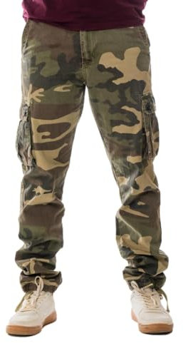 Herren Cargohose Strapazierfähige Arbeitshose für Herren mit 6 Taschen Loose Fit Herren Arbeitshose Camping Wanderhose Farbe: Camouflage, Größe: 32
