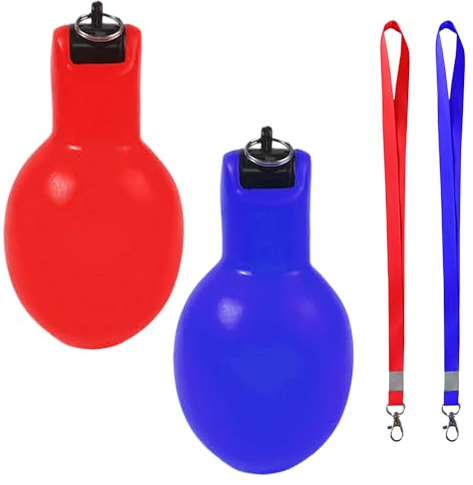MEMOFYND 2 Stück Quetschpfeife, Mit 2 Lanyards, Sportpfeife, Schiedsrichterpfeife, Jubelpfeife, Trainingspfeife Für Kinder, Für Training Und Verschiedene Wettkämpfe (Rot, Blau)