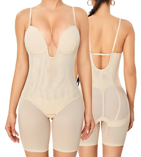 Vorcy Body Shaper for Women Tummy Control Shorts Deep Backless Strapless Shapewear bodysuit V Neck