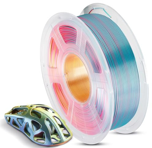 ANYCUBIC Silk PLA Filament 1.75mm 1KG, Shiny Silk Gradient Tri-Color PLA Filament,Multicolor Material for 3D Printer, Dimensional Accuracy +/- 0.03 mm-Red Yellow Green
