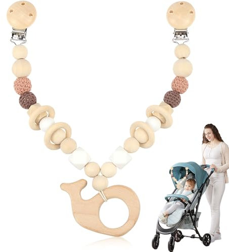 XUHN Kinderwagenkette aus Holz, Baby-Kette aus Holz, Kinderwagenkette für Jungen und Mädchen, für Kinderwagen oder Autositz für Kinder