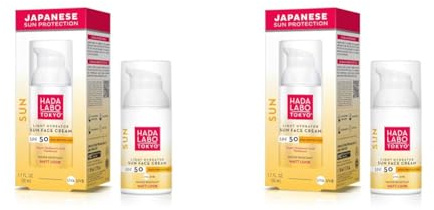 Hada Labo Tokyo - Light Hydrator Sun Face cream with Super Hyaluronic Acid, SPF50, Matt Look, 50 ml Bottle (Pack of 2)