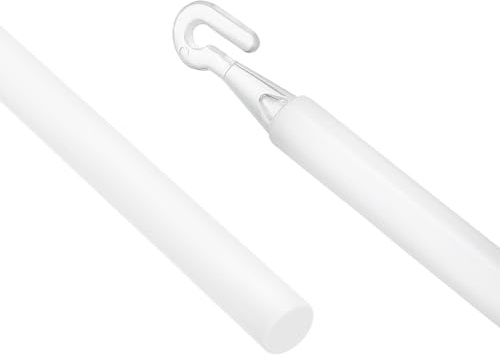 uxcell 35 Blinds Wand Replacement, White Plastic Tilt Wand with Hooks for Vertical Blinds, Cordless Curtains & More