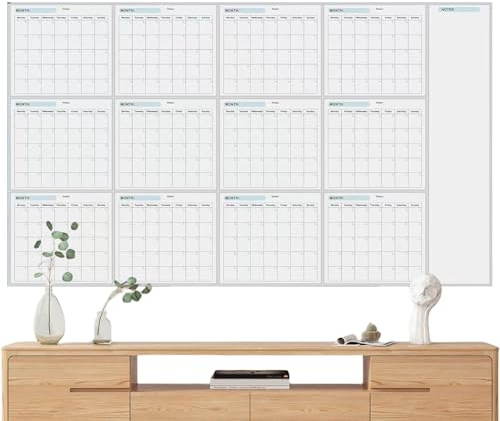 Calendario De Pared - 12 Meses Planificador Anual Pizarra Blanca | Calendario De Borrado En | Planificador De Pared Anual De Pizarra Borrable Organizador De Tareas Perfecto Para Oficina Y Escuela