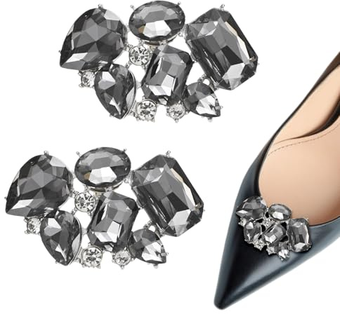 M METERXITY 2-Pack Decorative Rhinestone Shoe Clips Zinc Alloy, Black