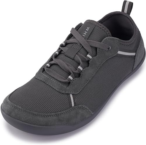 WHITIN Wide Toe Box Barefoot Shoes for Men Zero Drop Minimalist Width Sneaker Knit Size 13 Knit Minimus Comfortable Jogging Walking Grey 47