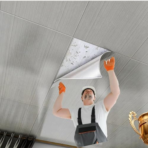Pannelli Adesivi Impermeabili per soffitti, Rivestimento in PVC Leggero e Facile da Applicare, Ideale per Coprire soffitti danneggiati o Vecchie pareti, Superficie Liscia e Resistente all'ol