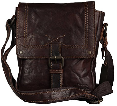 FFelsenfest Vintage Ledertasche klein Überschlagtasche | ECHT LEDER pflanzlich gegerbt | 19x25x6cm (espresso)