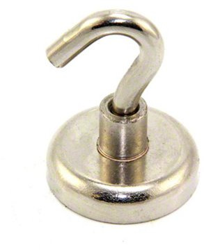 first4magnets Magnet de Sujeción de Neodimio Con Gancho M6 Para Colgar, Sostener O Mostrar Elementos - 32mm de Diámetro - 36.4kg de Extracción - Paquete de 20