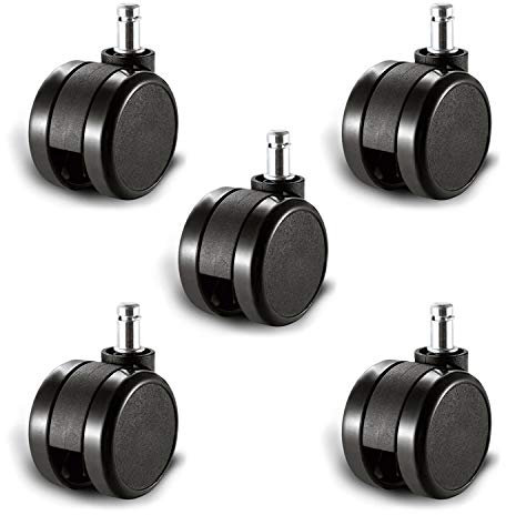 La silla de Claudia - ruedas grandes silla oficina para suelos delicados. Enganche de 11 mm, diámetro 65 mm. Juego de ruedas de repuesto (Pack 5 uds)