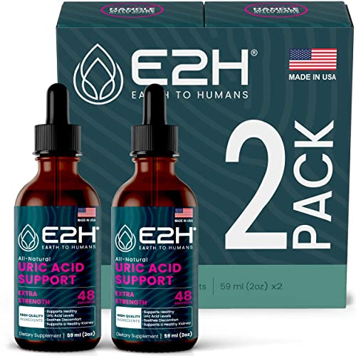 E2H Uric Acid Support Supplement - Tart Cherry and Devil’s Claw - Supports Uric Acid Health and Kidney Function Non-GMO - Vegan - (2 Bottles)