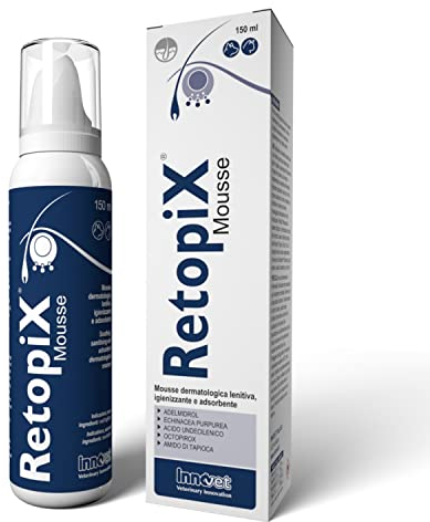 Innovet Retopix Mousse. Mousse dermatologica lenitiva igienizzante e adsorbente per Cani e Gatti - Flacone da 150 ml