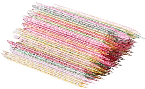Cozlly 100Pcs Nagelhautschieber Plastik, Bunt Profi Nagelhautschieber Spatel Pusher Nagelschieber Cuticle Pusher, Doppelseitig Nagel punktierstift für Maniküre, Pediküre, Nagelhautentferner