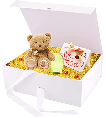 Magnetische Geschenkboxen mit Deckel, 21 x 17 x 7 cm, magnetische Geschenkverpackung, Geschenkbox mit Schleife Deckel, faltbare Geschenkbox für Valentinstag, Hochzeiten, Geburtstage, Jubiläen