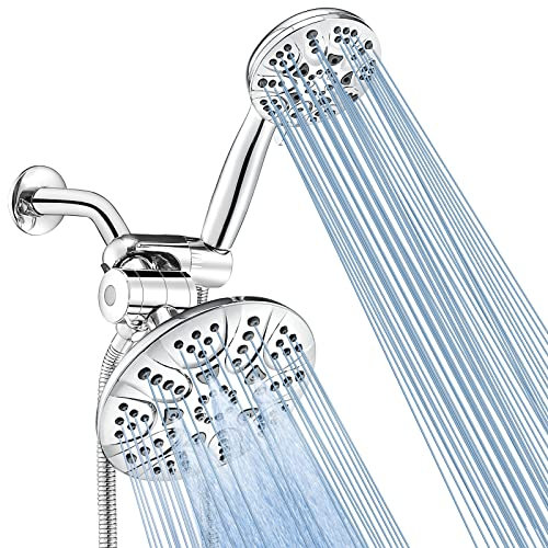 INEFATH Shower head with Handheld Spray Combo 30 Settings High Pressure Rain Shower Head 6 Face 3-Way Dual Rain & Handheld Shower Combo Set - Chrome