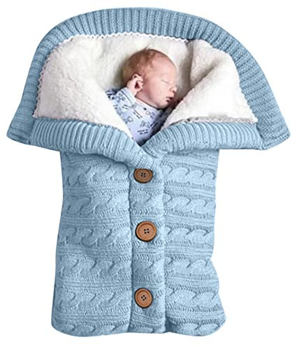 iOoppek Baby Cuddly Blankets Soft Fleece Knitted Baby Girls Boys Pram Baby Accessories Imprint Set Ink (Light Blue, One Size)