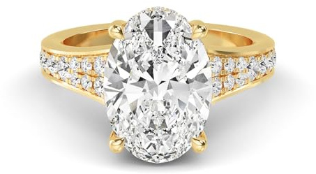 Houston Diamond District 1 to 5 Carat Oval Shape LAB GROWN Diamond Vintage Engagement Ring Wedding Ring for Women (Color D-E Clarity VS1-VS2) 14K Yellow Gold 1 Carat Size-6